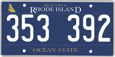 RI license plate 353392