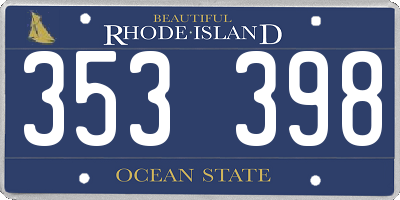 RI license plate 353398