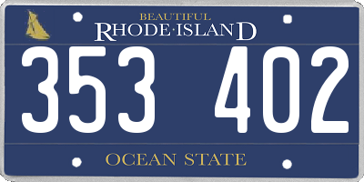RI license plate 353402