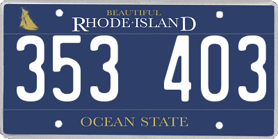 RI license plate 353403