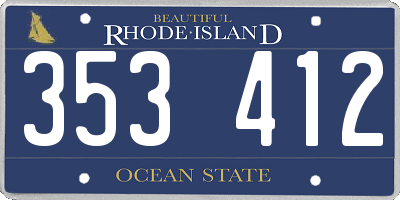 RI license plate 353412