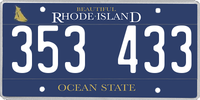 RI license plate 353433