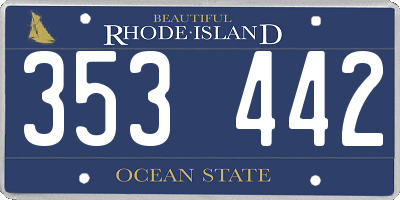 RI license plate 353442