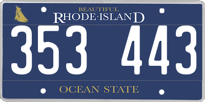 RI license plate 353443
