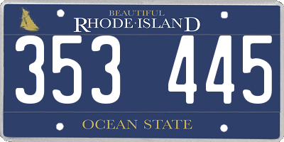 RI license plate 353445