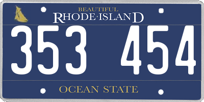 RI license plate 353454