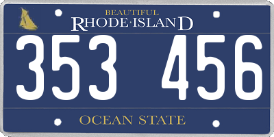 RI license plate 353456