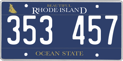 RI license plate 353457