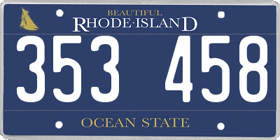 RI license plate 353458