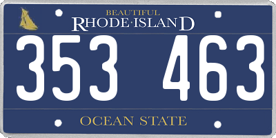 RI license plate 353463