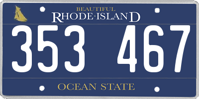 RI license plate 353467