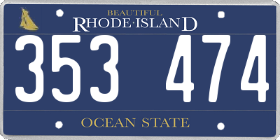 RI license plate 353474