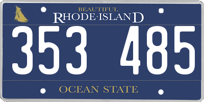RI license plate 353485