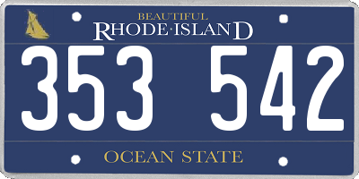 RI license plate 353542