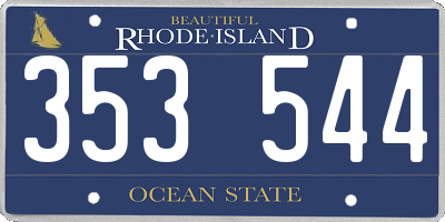 RI license plate 353544