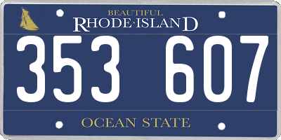 RI license plate 353607