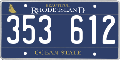 RI license plate 353612