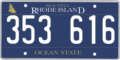RI license plate 353616