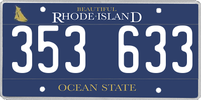 RI license plate 353633