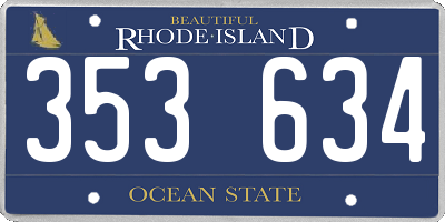 RI license plate 353634