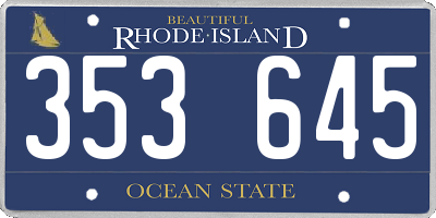 RI license plate 353645