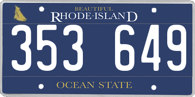 RI license plate 353649