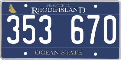 RI license plate 353670