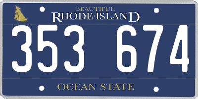 RI license plate 353674