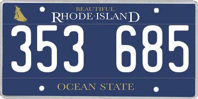 RI license plate 353685