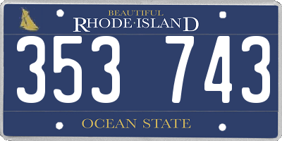 RI license plate 353743