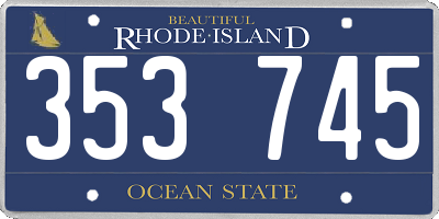 RI license plate 353745