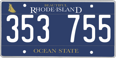 RI license plate 353755