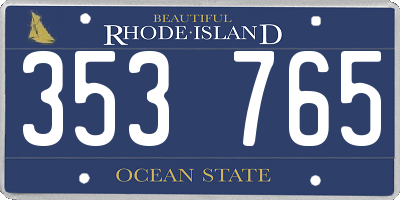 RI license plate 353765
