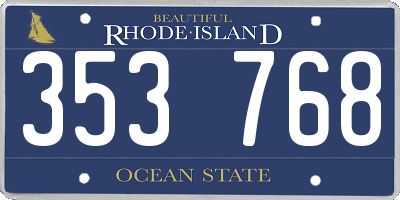 RI license plate 353768