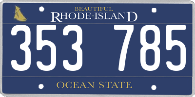 RI license plate 353785