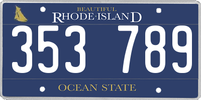 RI license plate 353789