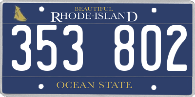RI license plate 353802
