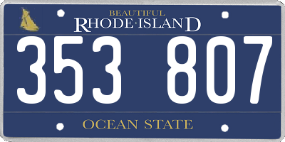 RI license plate 353807