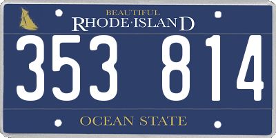 RI license plate 353814