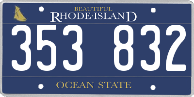 RI license plate 353832