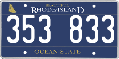 RI license plate 353833