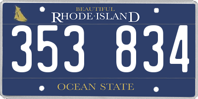 RI license plate 353834