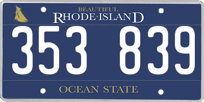 RI license plate 353839