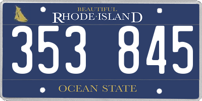 RI license plate 353845