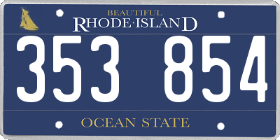 RI license plate 353854