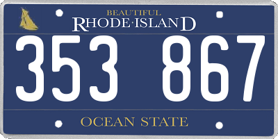 RI license plate 353867