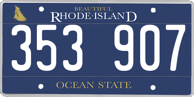 RI license plate 353907