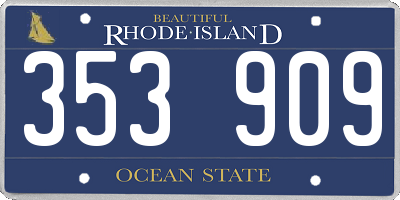RI license plate 353909