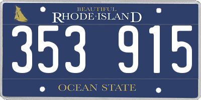 RI license plate 353915