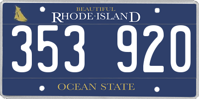 RI license plate 353920